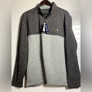 Men’s 2XL Izod quarter zip fleece inside sweater outside in Heather Gray & black